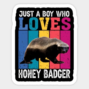 Just A Boy Who Loves Honey Badger Commanding Respect on Tee Sticker